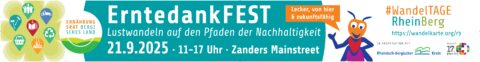 Pressemitteilung zum 5. Erntedankfest der Nachhaltigkeit am 21.9.2025 auf Zanders in Bergisch Gladbach